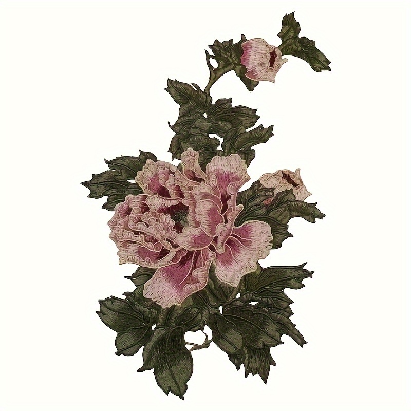 Large Embroidered 3D Peony Flowers Sew Patches for Dresses